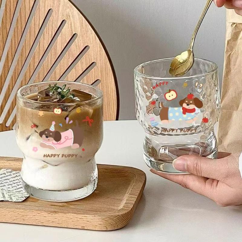 Korean Style Cartoon Snowman Glass Cup Transparent Drinkware For Coffee Juice Milk Breakfast Office Home Cute Mugs Set
