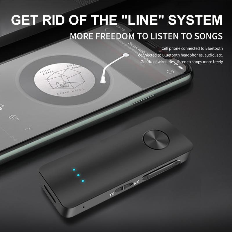 2-In-1 Wireless Audio Adapter Bluetooth 5.4 Receiver Transmitter 3.5mm AUX Lossless Sound MIC For Car Speaker TV PC Airplane