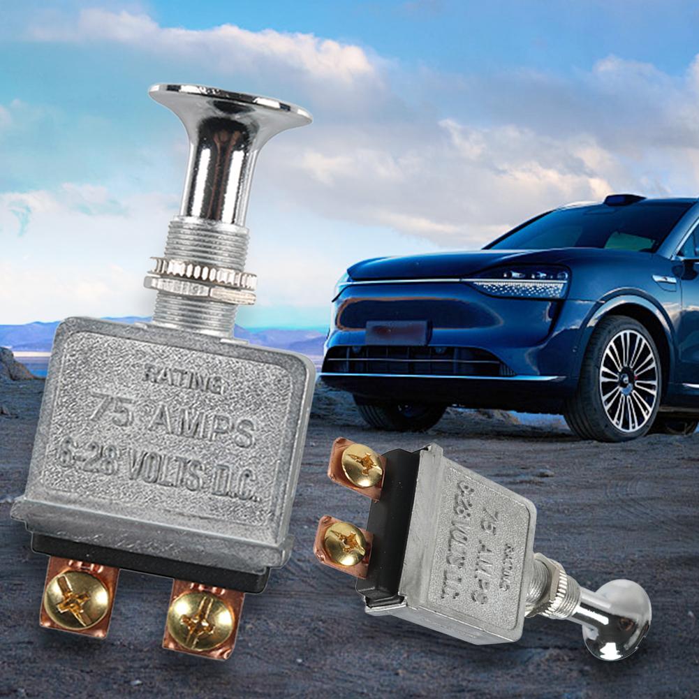 2 Position On-Off 75 AMP Heavy Duty Metal Push Pull On Off Switch 2 Terminals for Trucks/ Hot Rods/ Boat/Race Car