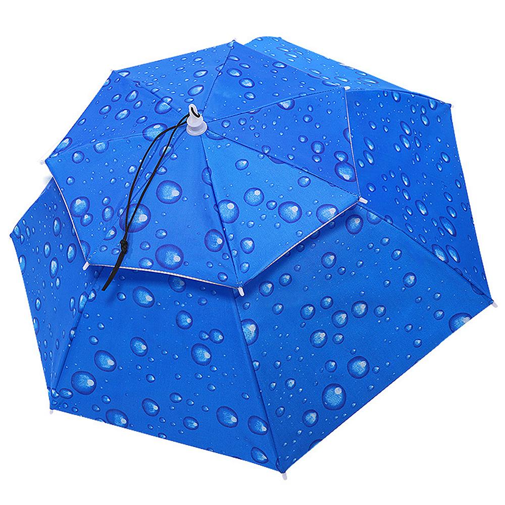 Double Layer Umbrella Hat Women Men Folding Sun Rain Cap with Adjustable Head Band for Fishing Camping Hiking