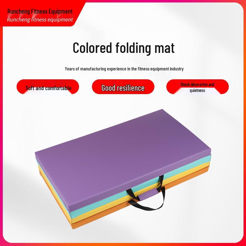 Multicolored Folding Fitness Mat: Three-Fold/Four-Fold for Sit-ups, Somersaults, and Home Exercise. RC-001