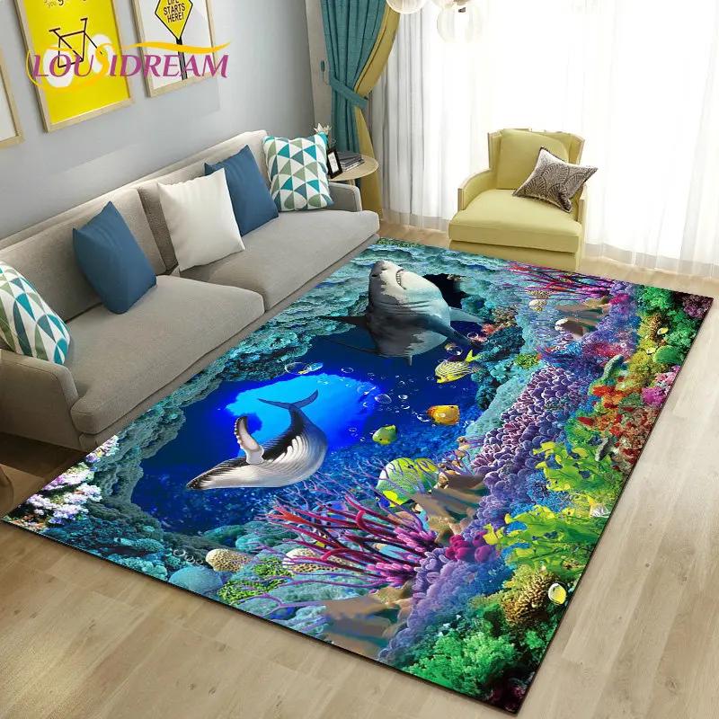 3D iluzja dna morskiego podwodny świat delfin rekin dywanik do składania, dywanik do salonu sypialnia Sofa wycieraczka antypoślizgowa mata podłogowa