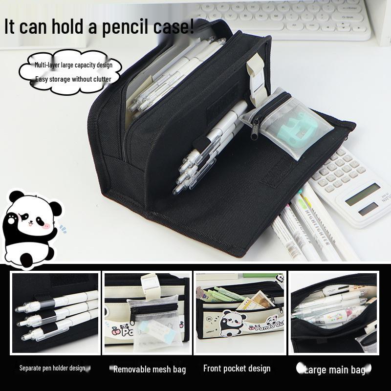 Panda Pencil Case: Large Capacity, Cute Multi-Layer Stationery Box for Elementary Students