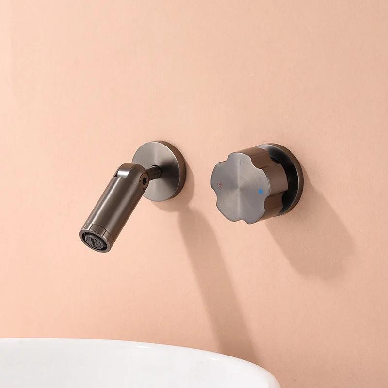 Brushed Gold Bathroom Wall Mounted Concealed Mixer Faucet Bathroom Hot And Cold Mixer Tap
