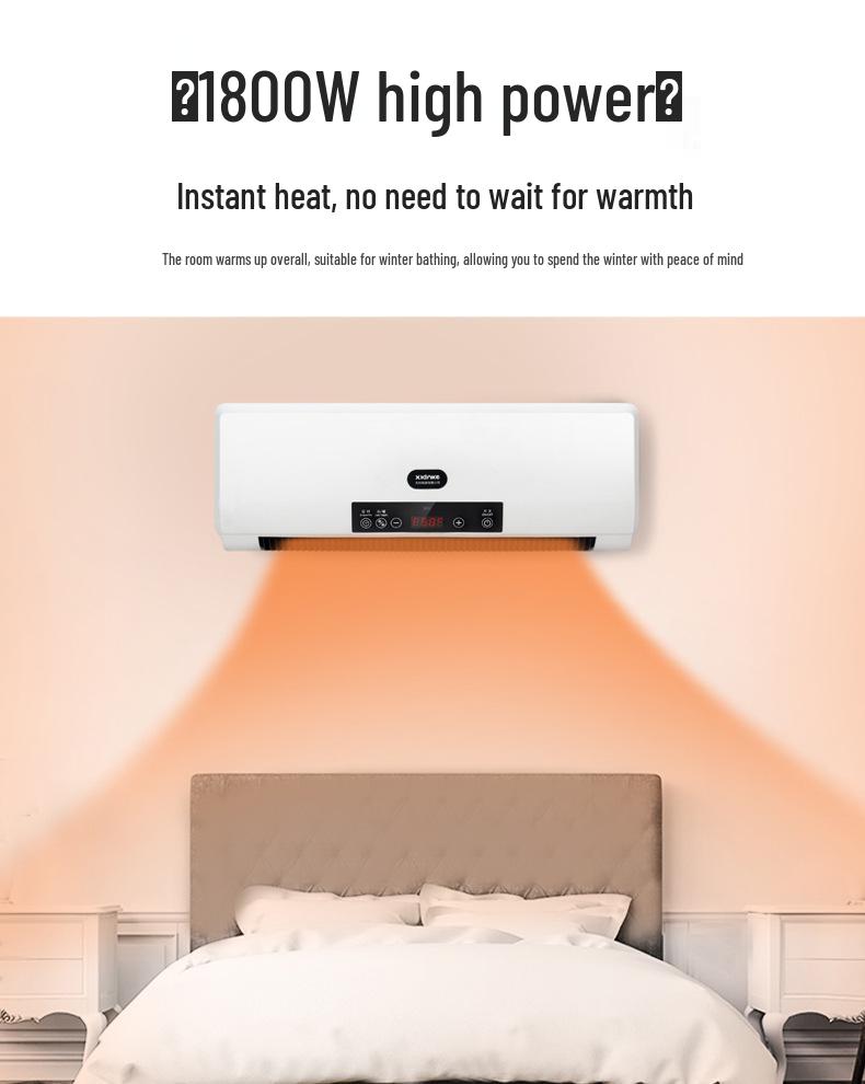 Modern Wall-Mounted Air Conditioner & Heater for Home - Energy-Saving Portable Fan & Hot Air Blower