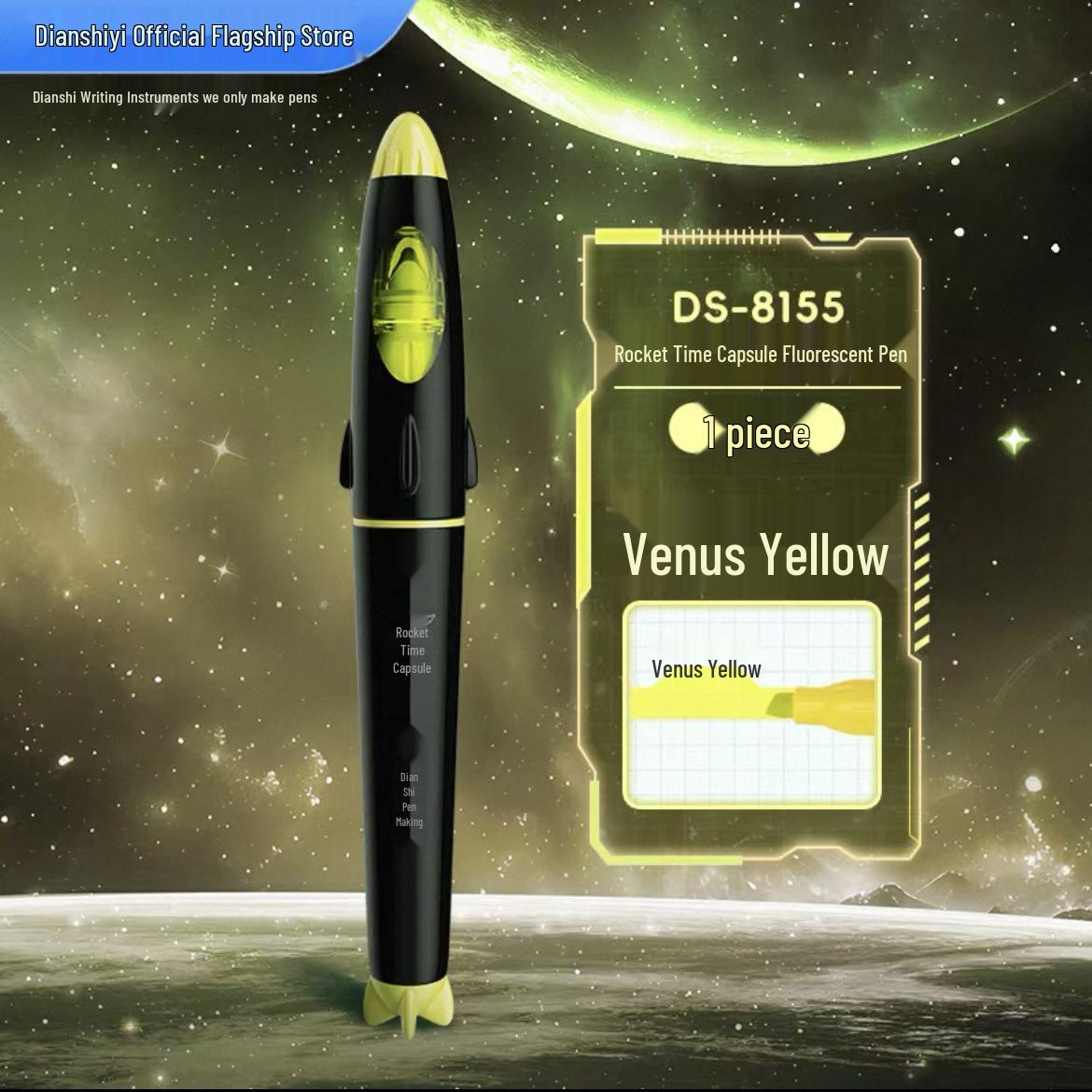 DianShi DS-8155 Rocket Capsule Fluorescent Markers: Large Capacity, Space Color Series for Journals Slanted Tip
