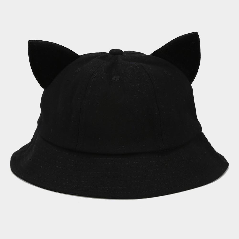 Fashion Cotton Cat Ears Hat Cute Ear Breathable Fisherman Hat Sun protection Sun Hat Women чёрный