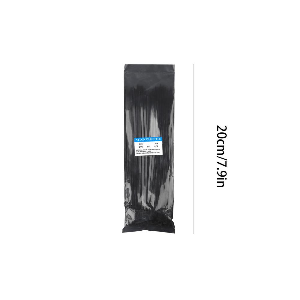 Reusable Zip Ties Adjustable Heavy Duty Fastening Cord Ties 100x Multi-purpose Nylon Cable Cord Management Self-Locking Black