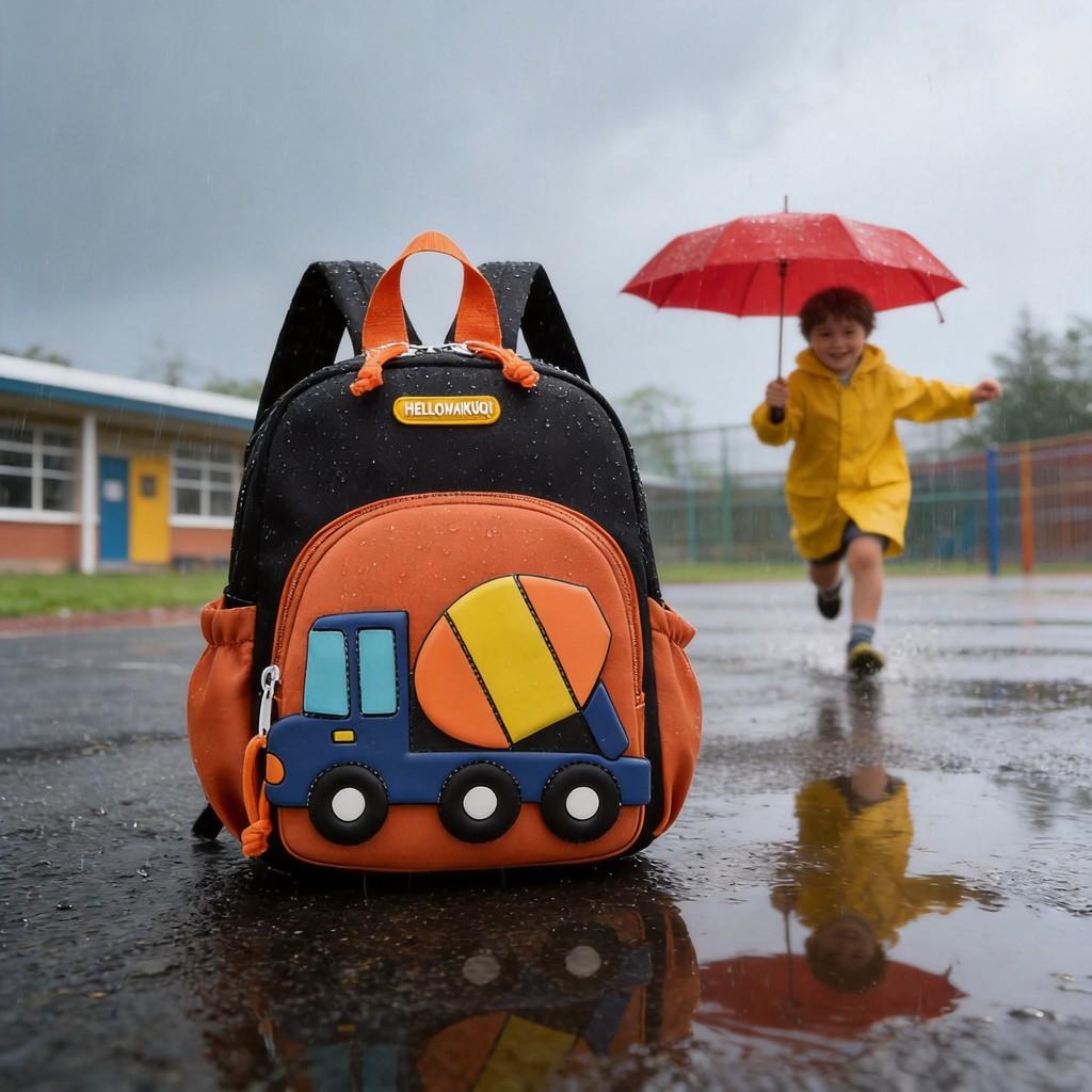 Kids Car Cartoon Backpack With Waterproof Oxford Fabric For School Learning