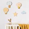 5 Pcs Wooden Star Cloud Hot Air Balloon Nursery Decor Boho Style Cartoon Animals Hot Air Balloon Wall Art for Kids Bedroom Classroom Playroom