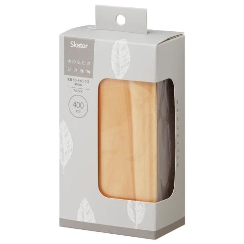 Skater Bento Box, 400ml, Single Tier, Wooden Lid, Lunch Belt Included, Small Capacity, Dishwasher and Microwave Safe, Mauve Gray, PAL5FK-A