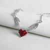 Red Heart Skull Claw Pendant Thorn Love Heart Necklace Fashion Gothic Necklace  Y2K Accessories