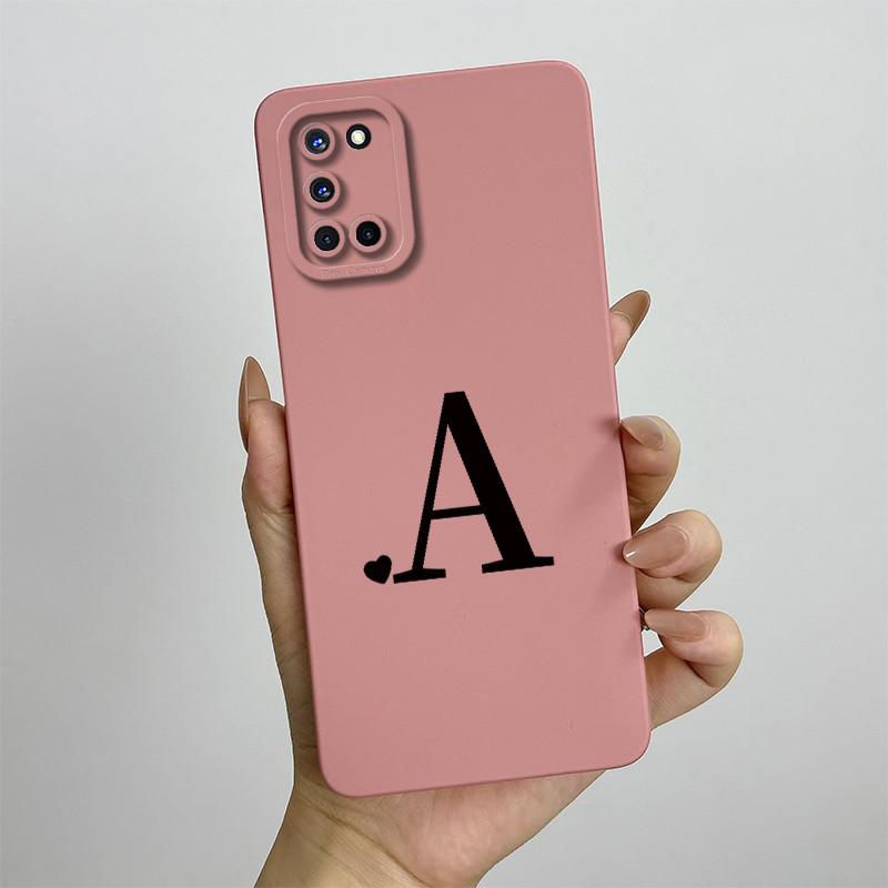 Für OPPO A52 A72 A92 Hülle CPH2061 CPH2067 CPH2059 CPH2069 Handyhülle Niedliche Initialien Quadratisch Stoßfest Silikon Rückseite