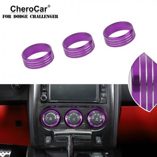 Inner Air Conditioner Switch Knob Trim Ring For Dodge Challenger 2009-14 Purple