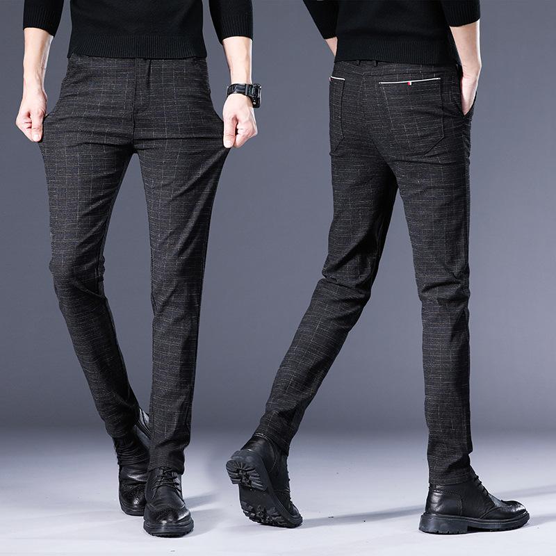 Nuevos pantalones casuales de otoño para hombre, versión coreana de la marea juvenil, pantalones pequeños rectos de algodón, pantalones ajustados para hombre