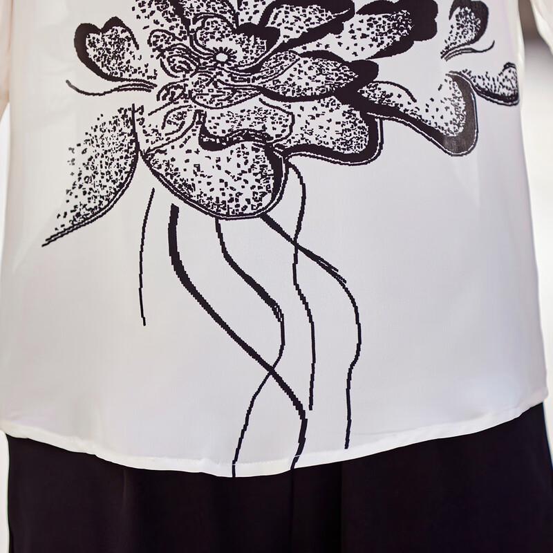 Pasite Floral Print Chiffon Two-Piece Outfit for Middle-Aged Women