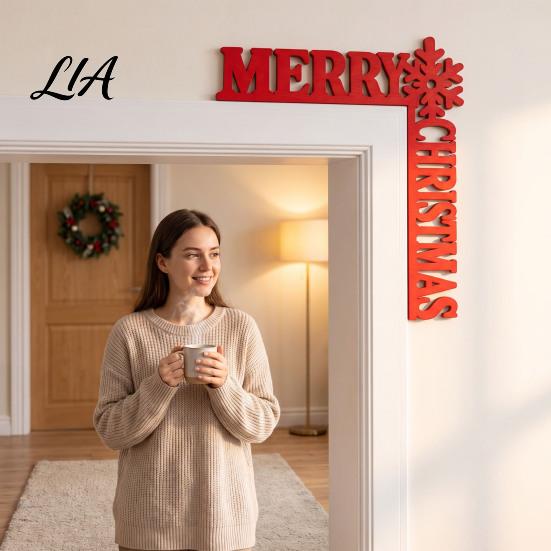 Wooden Door Frame Decor Christmas Corner Decor, Festive Gnome/Gingerbread House/Letter Sign, No Seasonal Art Drill Topper for Home Holiday Interior