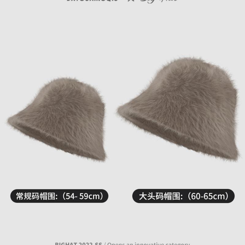 Face rabbit fur hat women's autumn and winter warm bucket hat new versatile basin hat plush bucket hat