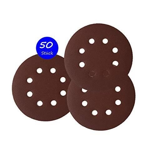 Disques Abrasifs - Ø 125 Mm - Grain 120 - 50 Pièces - 8 Trous - Corindon