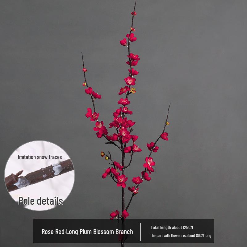 Artificial Plum Blossom Branch Decor - Winter Peach & Dried Flower Bouquet for Living Room, Chinese Home Decoration