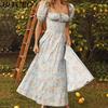 BITCED Women's Dress: Elegant Floral Print Split-Hem Fashionable Resort Strapless Dress