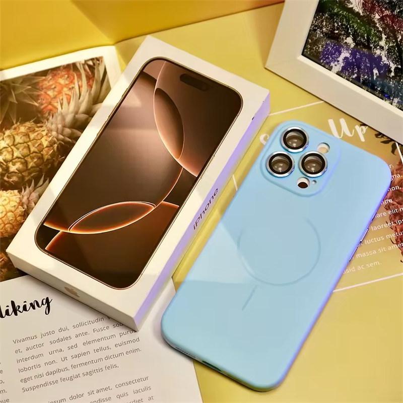 Luxury Soft For Magsafe Wireless Charging Case For iPhone 16 15 14 13 12 11 Pro Max Plus  Magnetic Dopamine Shockproof PC Cover