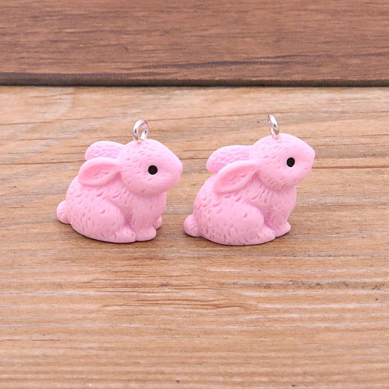 6-Color DIY Resin Rabbit Pendant Charm for Necklace, Bracelet, Bag Ornament (21x21mm)