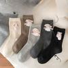 Little Rabbit Socks for Women's Spring and Autumn, Cotton-soled Mid-calf Socks, Cute Pile Socks, Sweet Three-dimensional Bow, Trendy