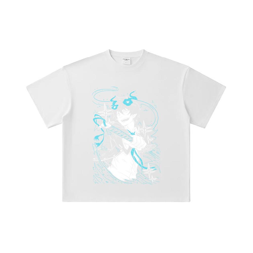 260 GSM Double Yarn 32 Count 100% Cotton Blue Exorcist V1 Rin Print Unisex Heavy Cotton T Shirt