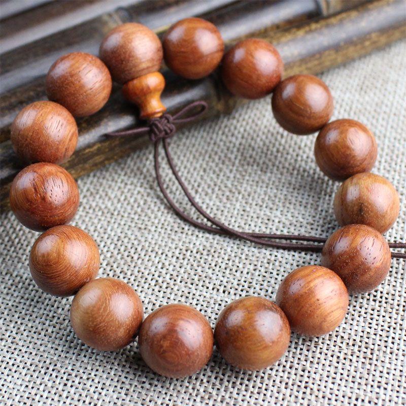 

Ремесла Мьянма Розовое дерево Парный веер Браслет благосостояния [Seiko] bead diameter about 15MM 15