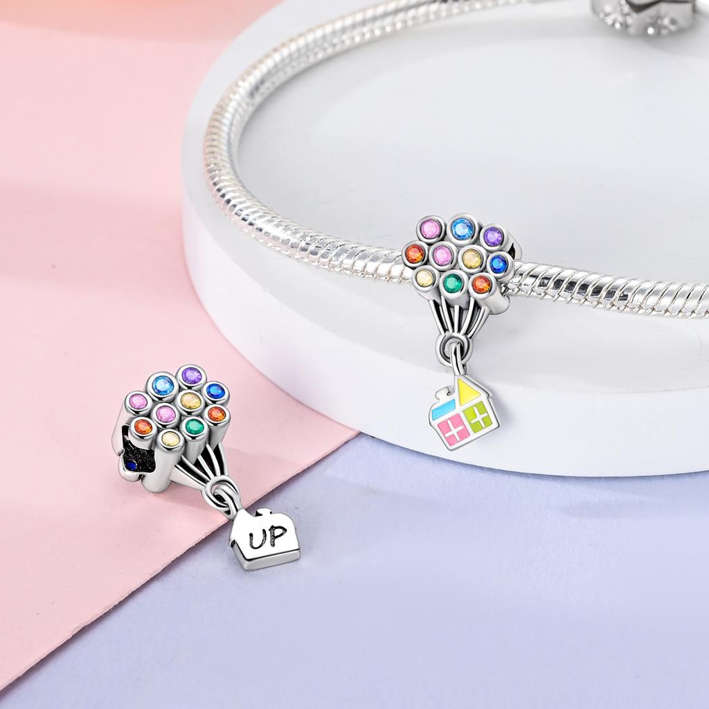 Copper Plated Puzzle Air Balloon Charms Beads Fit Original Bracelet Diy Pendant Dangle Jewelry Gift For Women