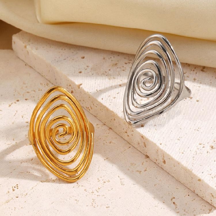 Simple Vortex Rotating Open Ring Stainless Steel Adjustable Size Open Vortex Ring Minimalist Jewelry Accessory