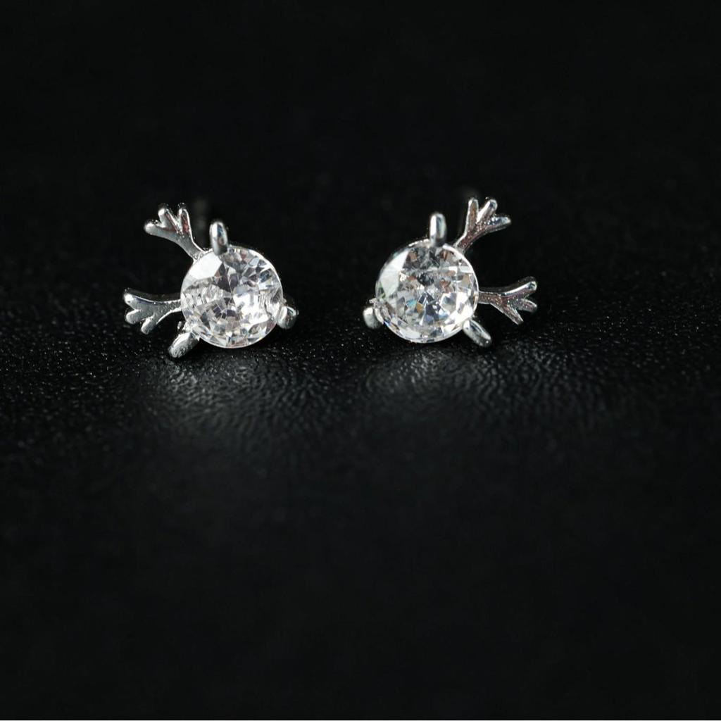 SHEIN Antler Stud Earrings S925 Silver Needle - Sweet Simple Christmas Gift Jewelry