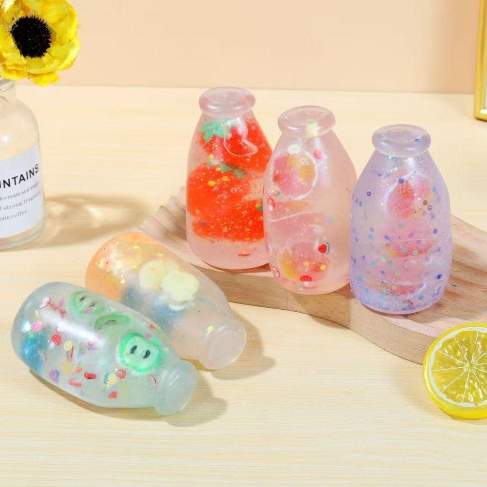 Random Color Transparent Bottle Fidget Toys Transparent Maltose Bottle Squishy Toy Fun Gift