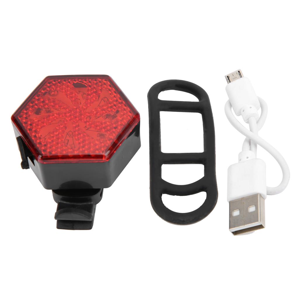 Bicycle Tailight USB Rechargeable Hexagon Safe Warning Flashing Rear Light Cycling Light