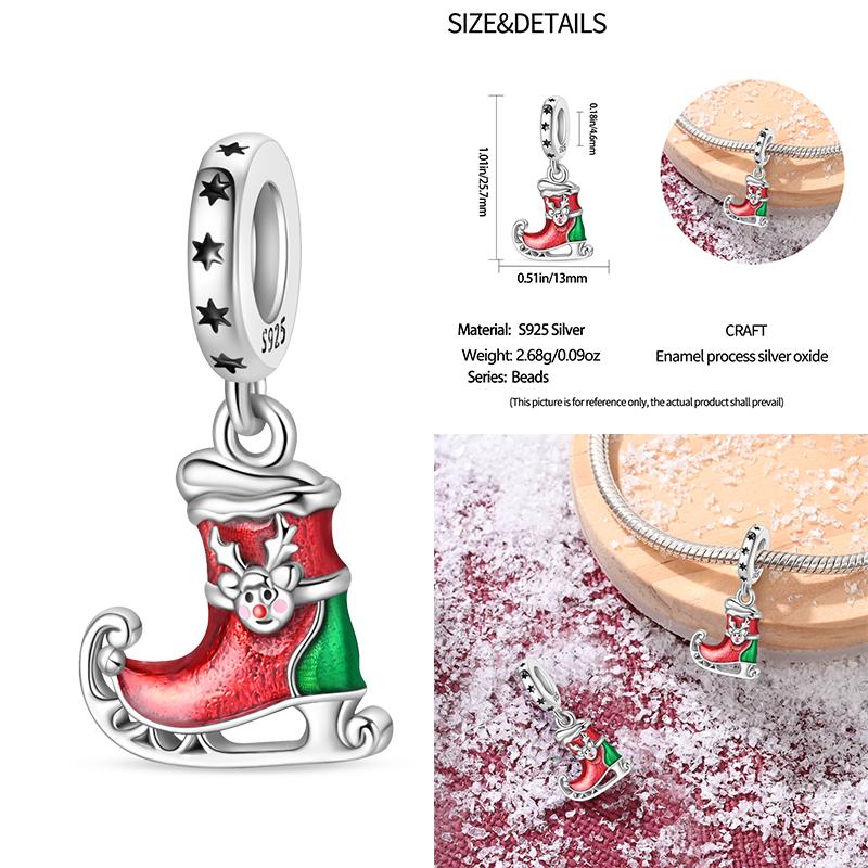 Copper Snowman Beads Christmas Bell Charms Fit 3Mm Women Bracelet Diy Accessories Christmas Gift Fine Jewelry