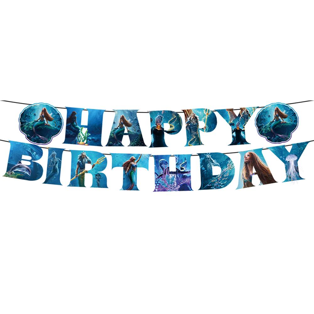 44pcs Banner, Cake Topper, Balloon Decor For Little Mermaid theme Birthday Party