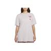 Nike Sportkleding Letterprint Ronde Hals Casual Vintage Korte Mouw T-shirt Dames Tops Grijs Paars FQ8874-019