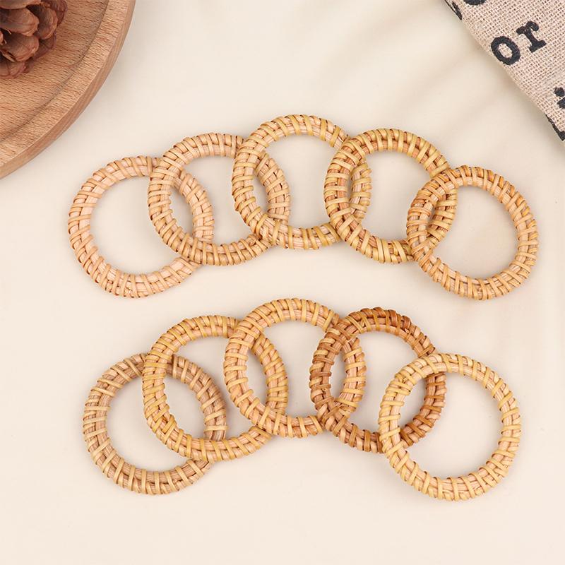 12Pcs Bohemian Rattan Napkin Rings Rustic Woven Tabletop Holders For Home Wedding Party Decor