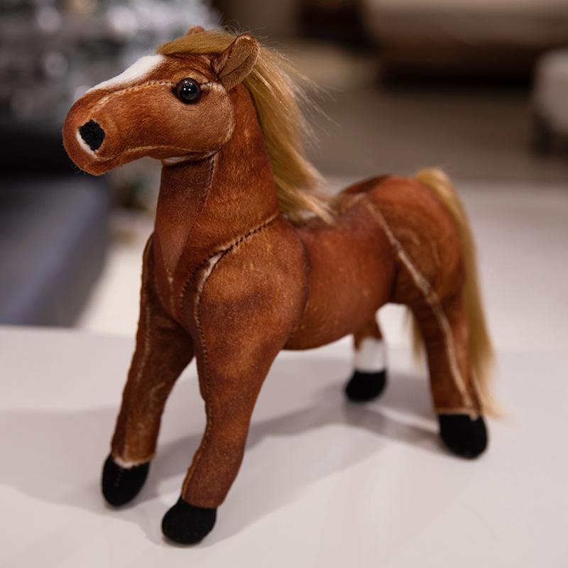 Real Foal Plush Toy White Horse Black Horse Sweat Blood BMW Children's Plush Toy Ornaments Thousand-mile Horse Doll
