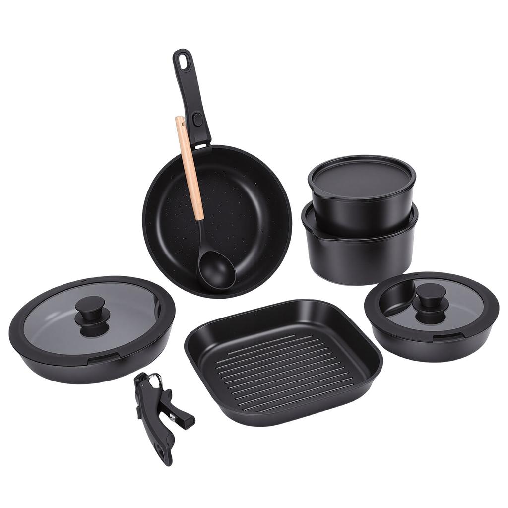 Pots and Pans Set with Detachable Handle Aluminum Nonstick Induction Cookware Set for Kitchen Cooking Dishwasher Safe