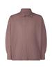 Men's Loose Fit Miyake-Style Pleated Polo Shirt - Solid Color, Long Sleeve, Classic Japanese Design