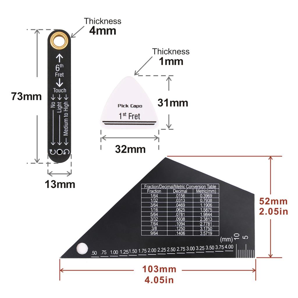 Guitar Measurement Tool String Action Ruler and Neck Relief Gauge Pick for Acoustic Electric Bass Guitar Setup