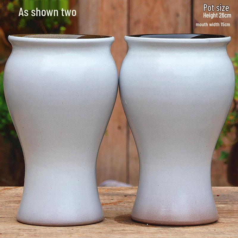 Handgefertigter weißer Grobkeramik-Blumentopf im europäischen Stil für Grünpflanzen, Rosen, Hortensien und Sukkulenten