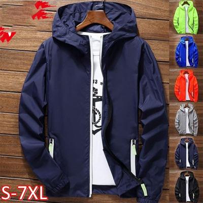 Modische, Unisex-Jacke mit UV-Schutz, wasserdicht, Windjacke mit Reißverschluss, für Herren und Damen, Frühling, Sommer, Kapuzenjacke (ohne Hemden)