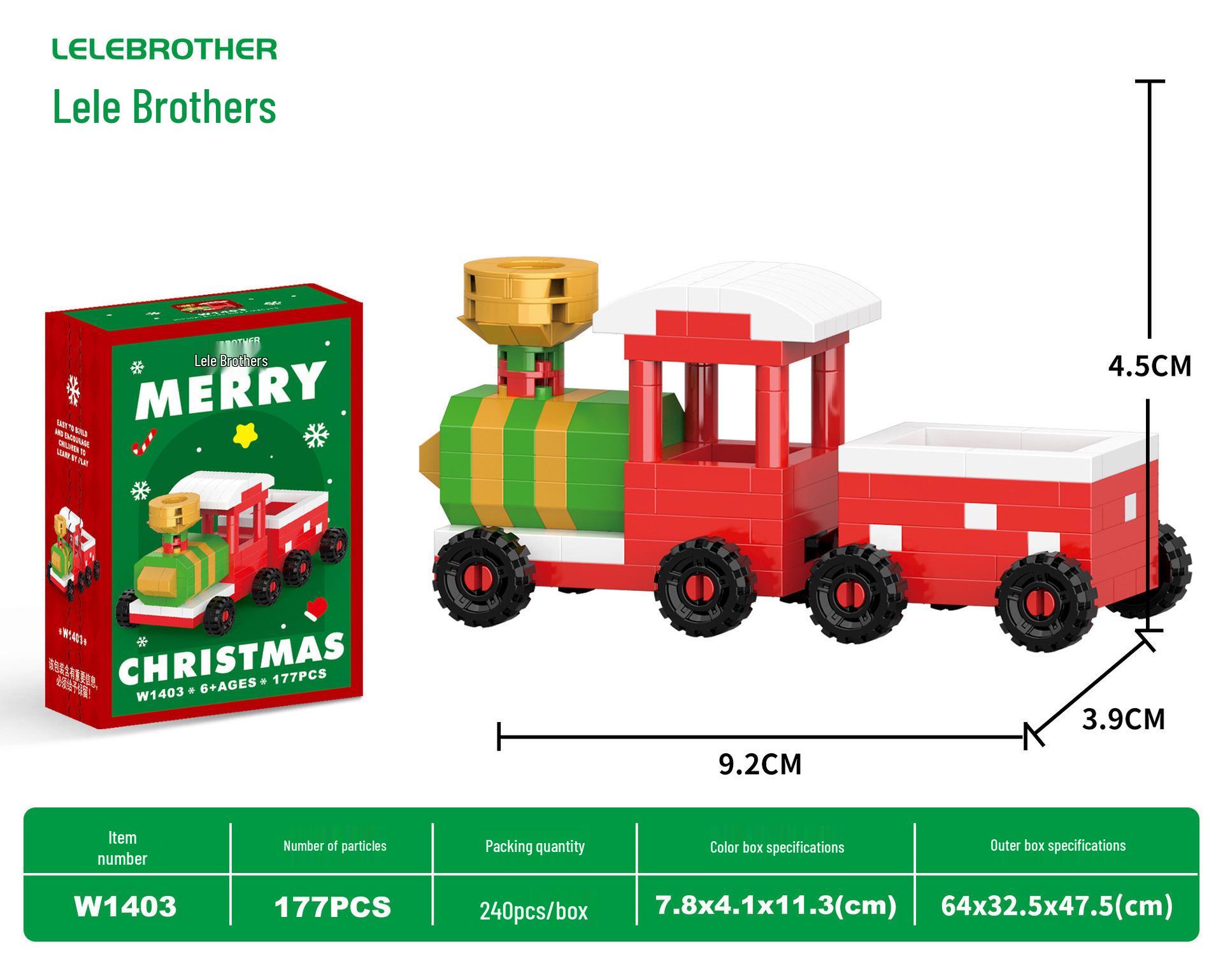 Поезд Санты и Снеговик - Строительные блоки, совместимые с Lego - Рождественские украшения и развивающие игрушки для детей