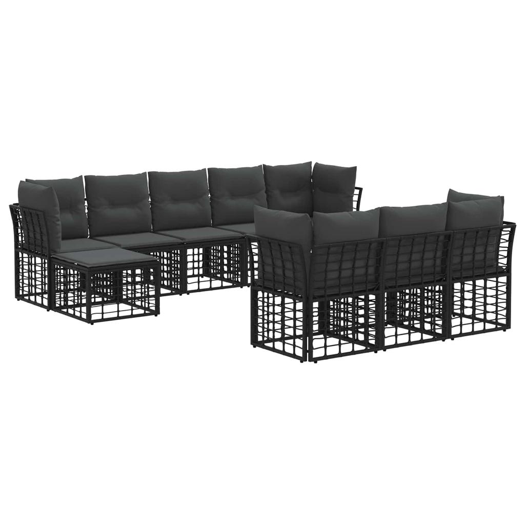 Outdoor Sofa Set Black and Dark Grey Polyester