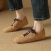 Fashion 2025 New Suede Leather Loafers Woman Round Toe Lace Up Casual Flats Shoes Outdoors Walk Fashion Shoes Flats Shoes for Women
