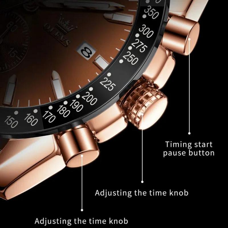 OLEVS Calendar Waterproof Men Business Wristwatch Leather Strip Luminous Quartz Watch