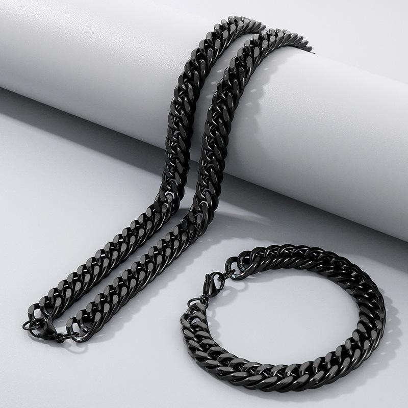 Jednoduchý hladký řetízek Dvojitě pletený Čtyřstranně broušený Náramek Hip-Hop Osobnost Více velikostí Bičíkový řetízek Titanová ocel Pánský náhrdelník